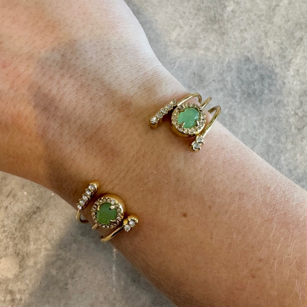 Vince‎ Camuto Green and Gold Bangle Set